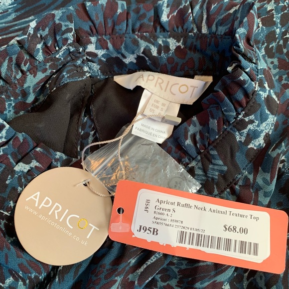 Animal Print Ruffle Top Blouse 6 Small NWT blue black leopard print MoB wife - Picture 2 of 11